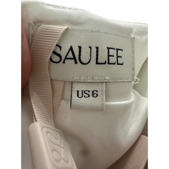 Sau Lee Satin Lucie Pleated Maxi Skirt White Women's Size 6 - Picture 10 of 11